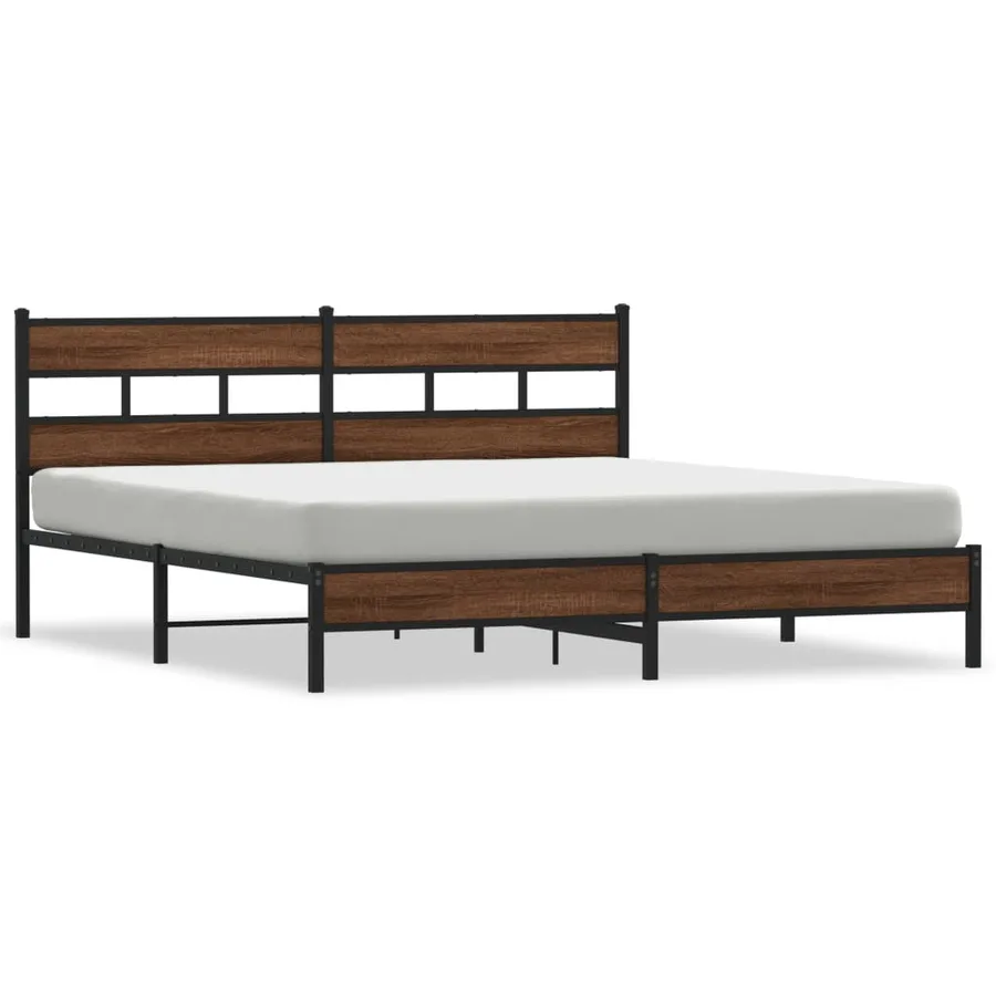 Cadre de lit en métal sans matelas chêne marron 200x200 cm - 2