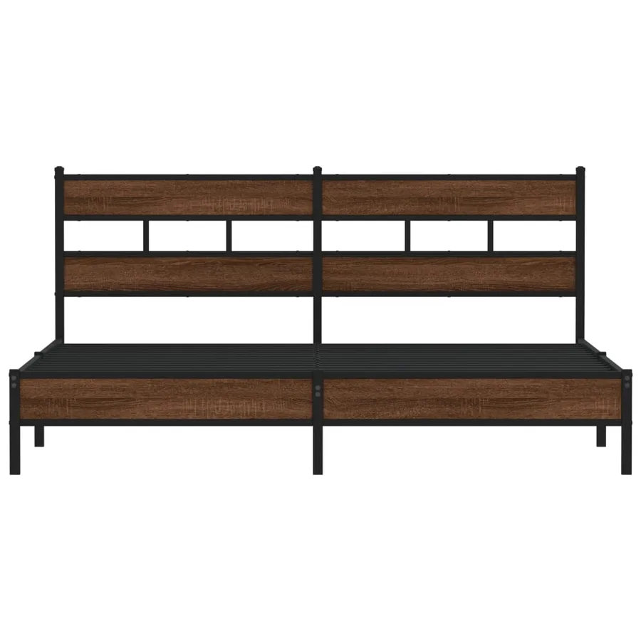 Cadre de lit en métal sans matelas chêne marron 200x200 cm - 4
