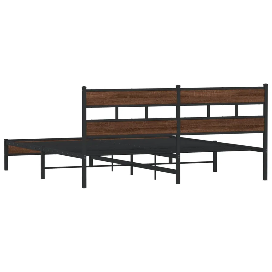 Cadre de lit en métal sans matelas chêne marron 200x200 cm - 6
