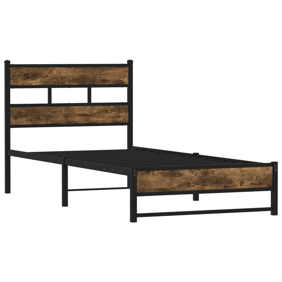 Cadre de lit en métal sans matelas chêne fumé 80x200 cm - 3