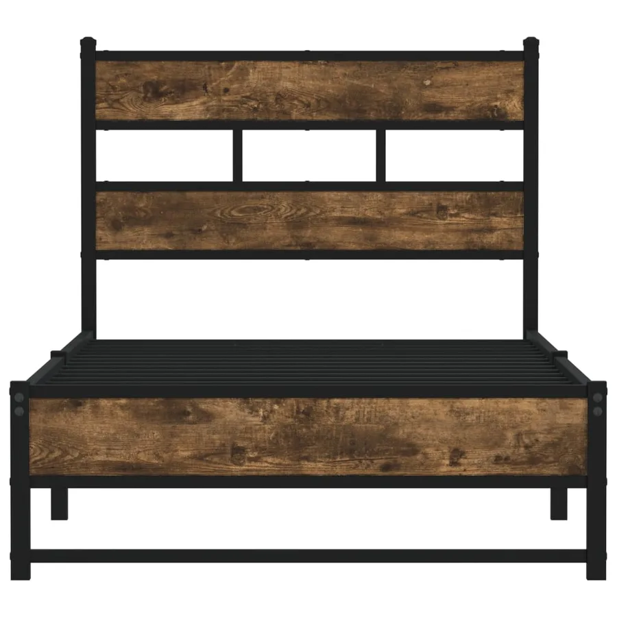 Cadre de lit en métal sans matelas chêne fumé 80x200 cm - 4