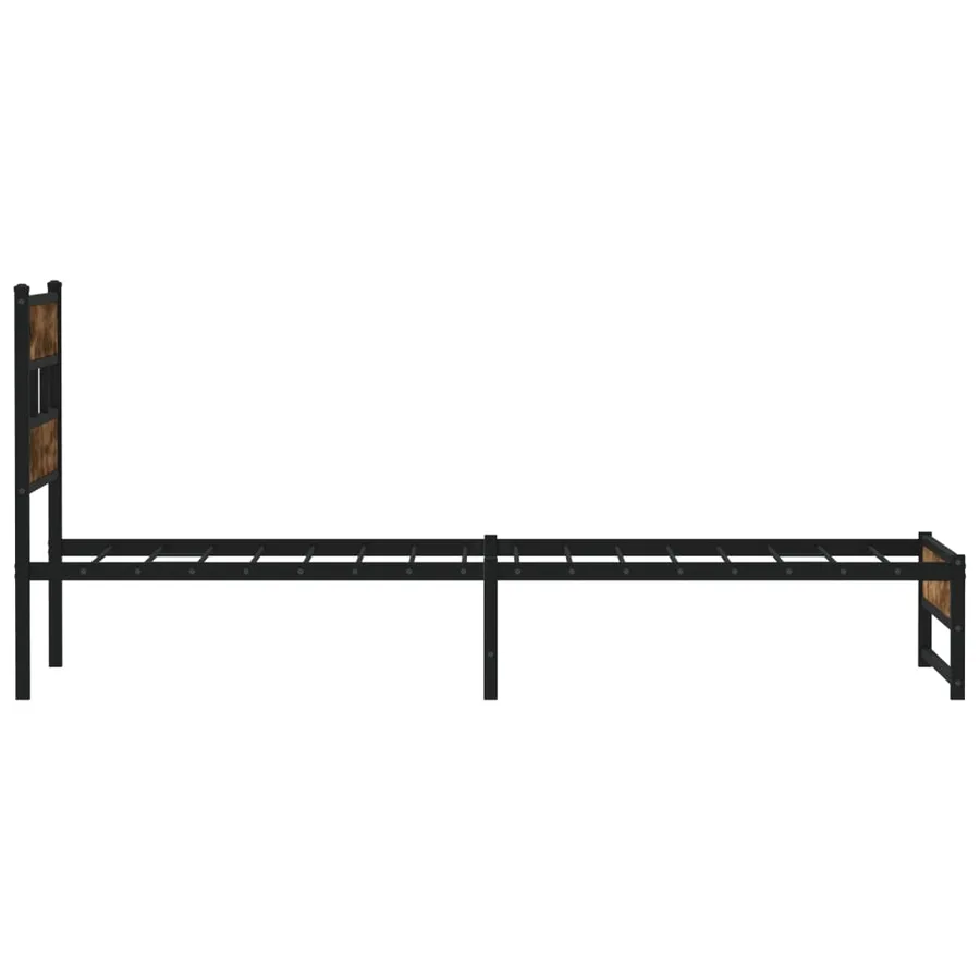 Cadre de lit en métal sans matelas chêne fumé 80x200 cm - 5
