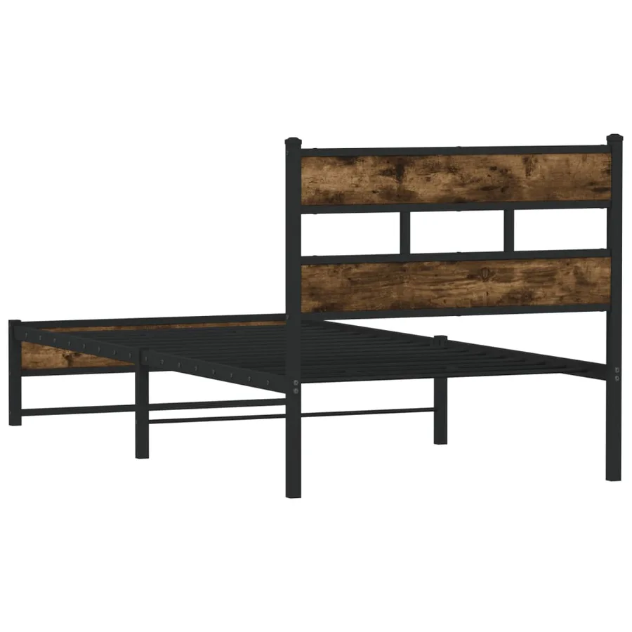 Cadre de lit en métal sans matelas chêne fumé 80x200 cm - 6