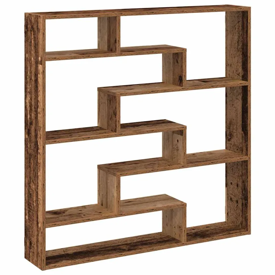 Étagère cube murale 7 compartiments vieux bois bois ingénierie - 6