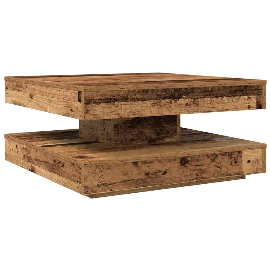 Table basse rotative à 360 degrés vieux bois 70x70x34,5 cm - 6