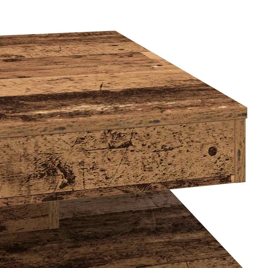 Table basse rotative à 360 degrés vieux bois 70x70x34,5 cm - 8
