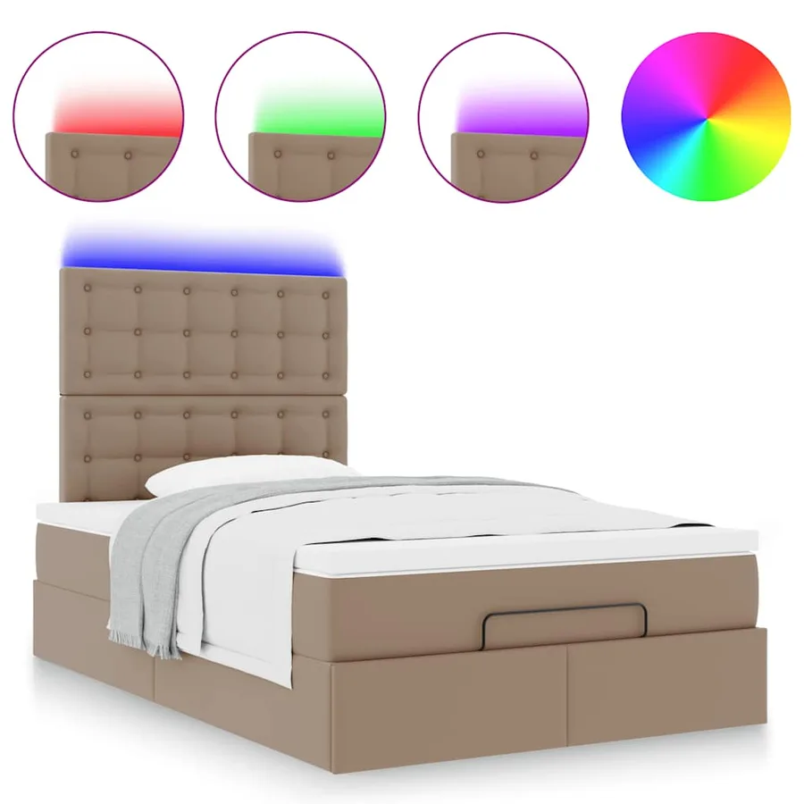Cadre de lit ottoman et matelas cappuccino 120x190cm similicuir - 5