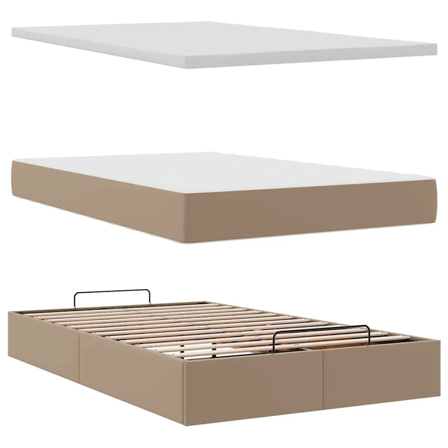 Cadre de lit ottoman et matelas cappuccino 120x190cm similicuir - 9