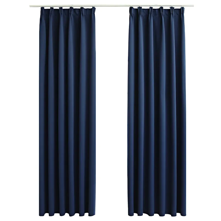 Rideaux occultants avec crochets 2 pcs Bleu 140x245 cm - 2