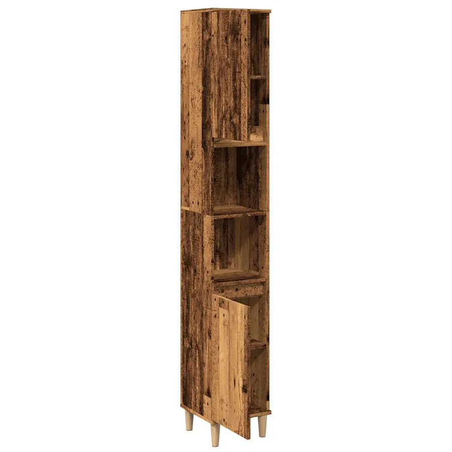 Armoire de salle de bain vieux bois 30x30x190cm bois ingénierie - 5