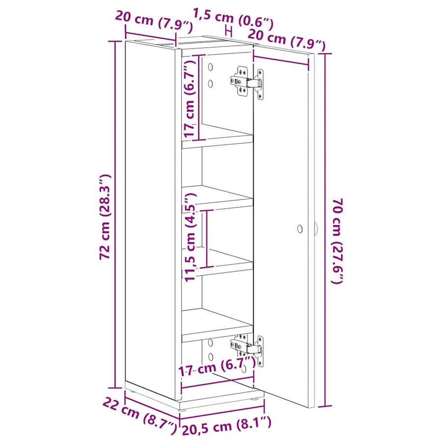 Meuble de salle de bain avec porte-rouleau chêne sonoma - 12