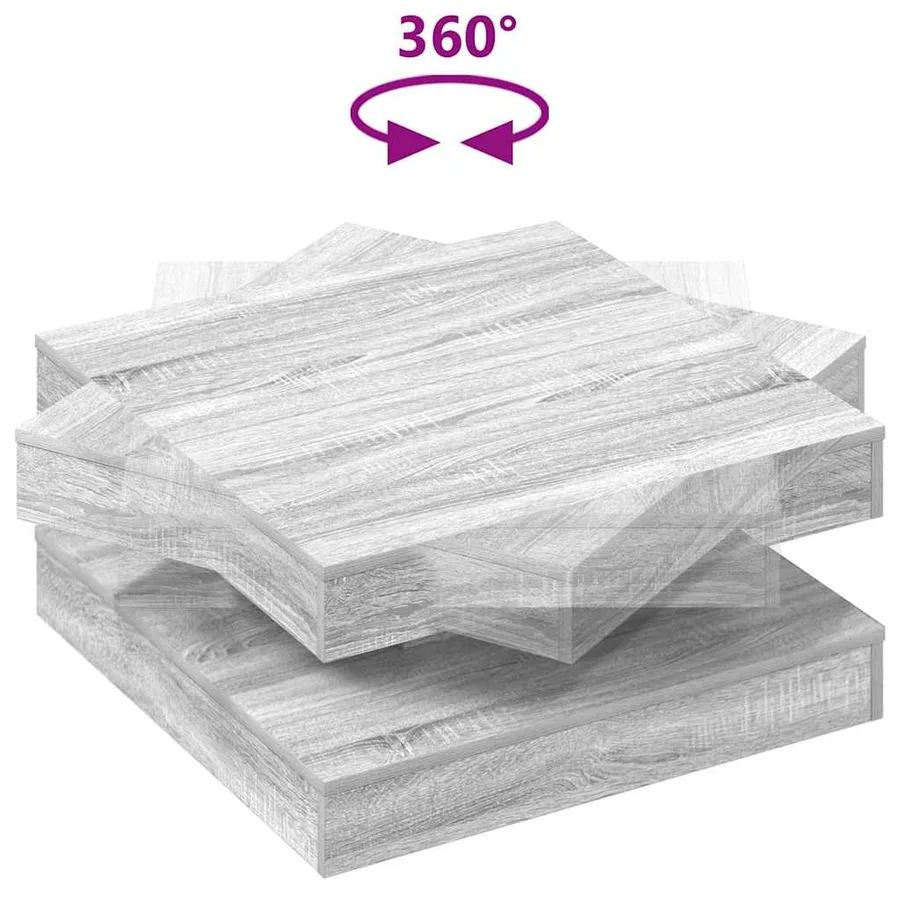 Table basse rotative à 360 degrés sonoma gris 70x70x34,5 cm - 7