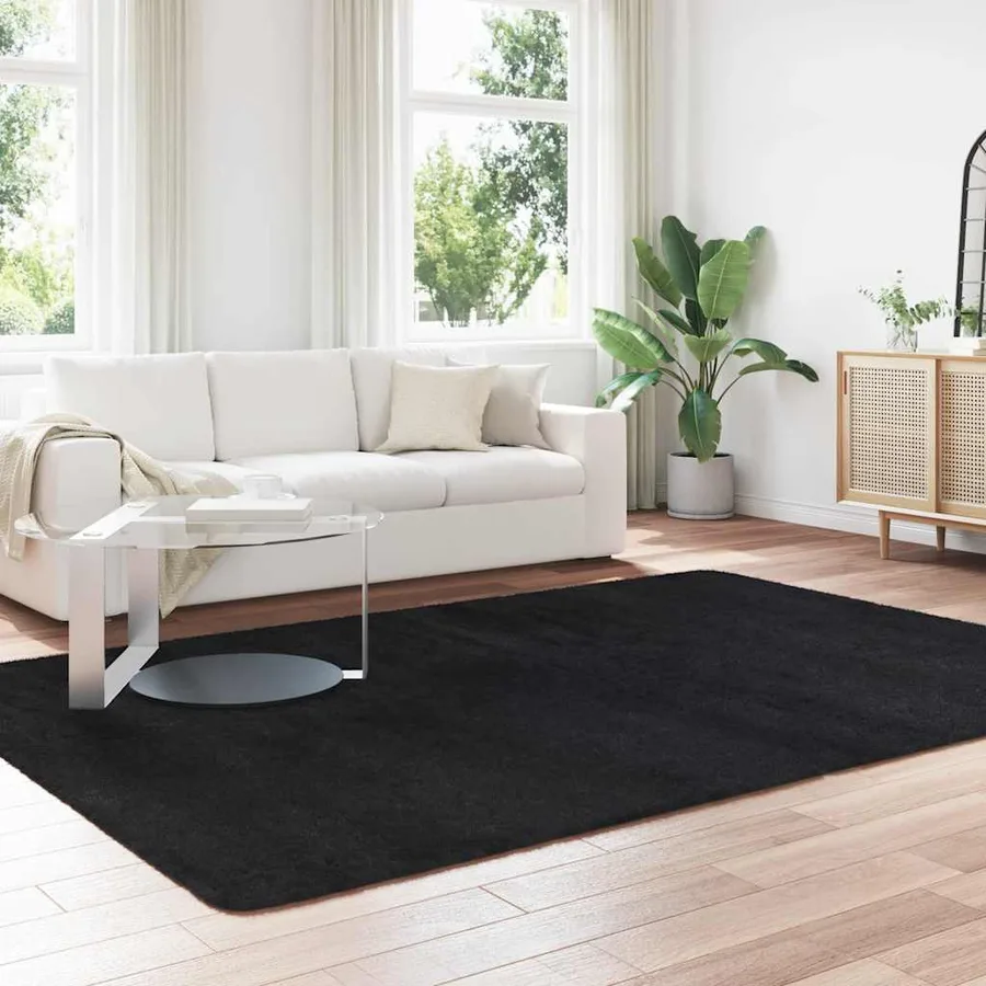 Tapis shaggy à poils longs NAVARRA Noir 200x290 cm polyester - 3