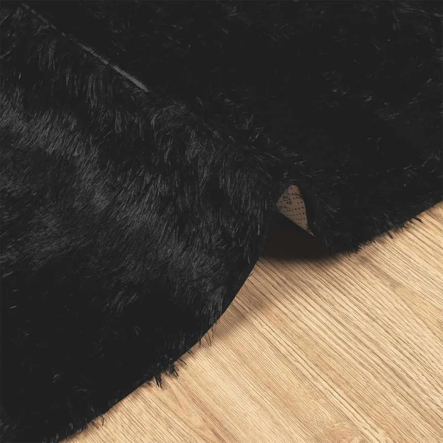 Tapis shaggy à poils longs NAVARRA noir 200x200 cm polyester - 5