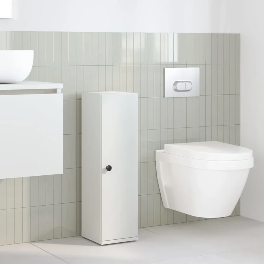 Meuble de salle de bain avec porte-rouleau blanc 20,5x22x72 cm - 3