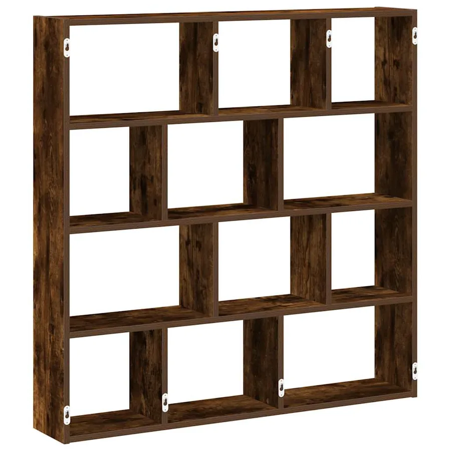 Étagère cube murale 12 compartiments chêne fumé bois ingénierie - 2