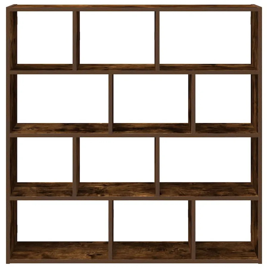 Étagère cube murale 12 compartiments chêne fumé bois ingénierie - 4