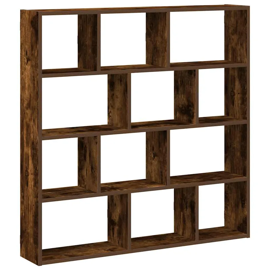 Étagère cube murale 12 compartiments chêne fumé bois ingénierie - 6