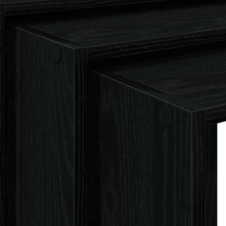 Tables gigognes 3 pcs noir bois d'ingénierie - 7
