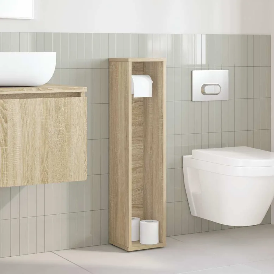 Meuble de salle de bain avec porte-rouleau chêne sonoma - 3