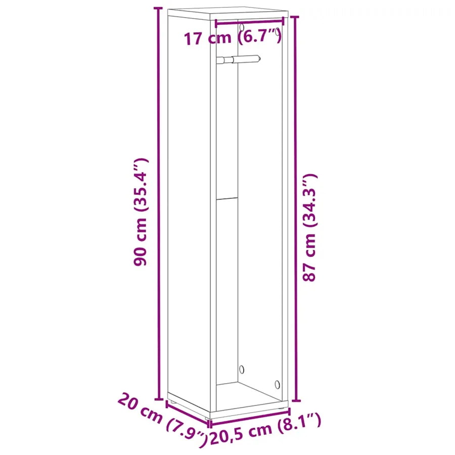 Meuble de salle de bain avec porte-rouleau chêne sonoma - 9