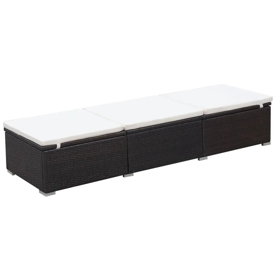 Chaise longue avec coussin Résine tressée Marron - 2