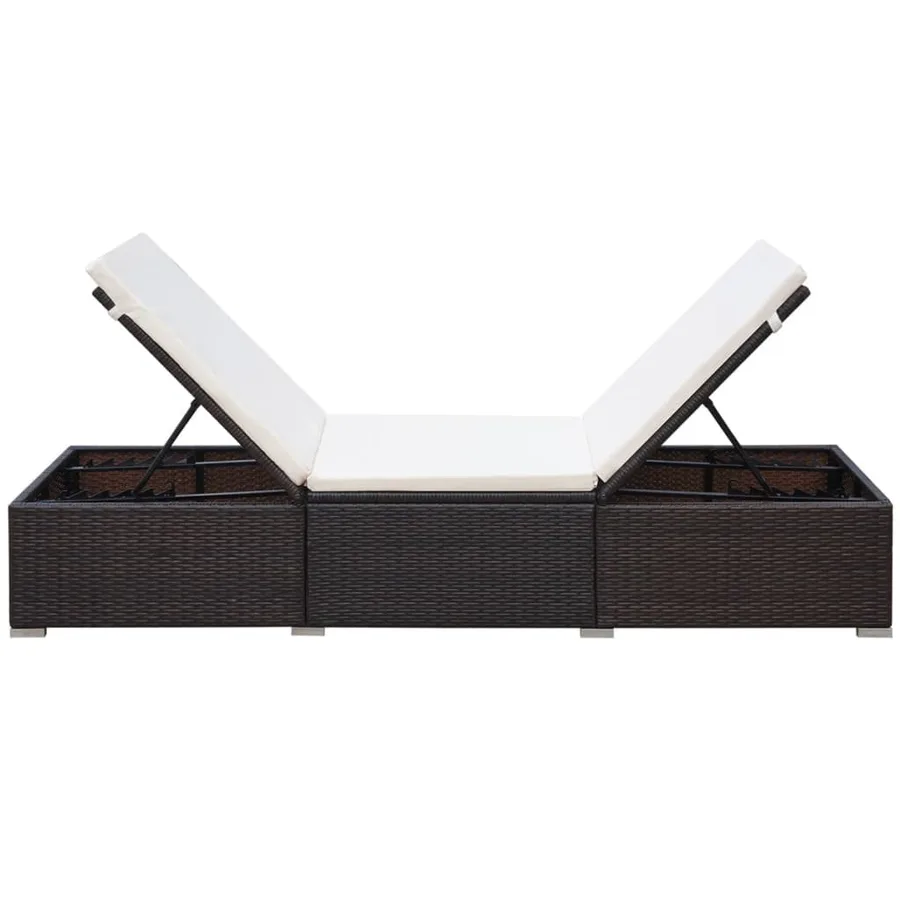 Chaise longue avec coussin Résine tressée Marron - 4