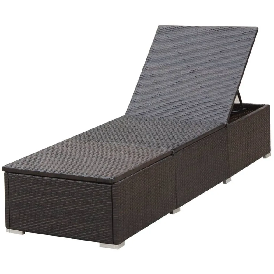Chaise longue avec coussin Résine tressée Marron - 6