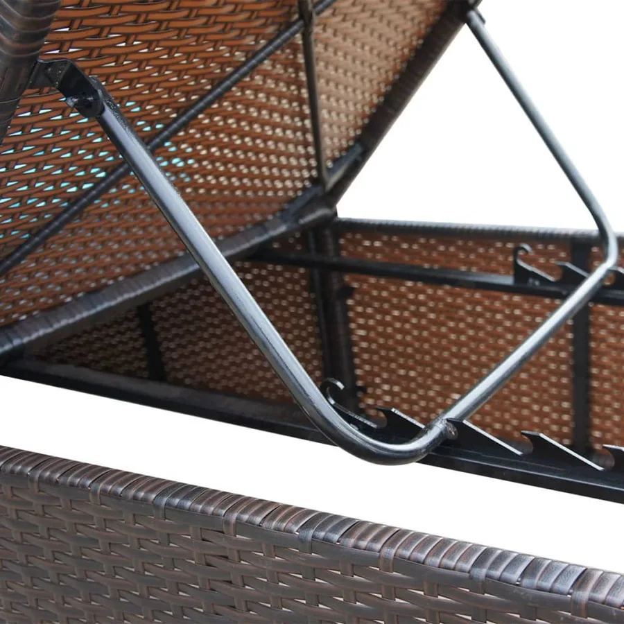 Chaise longue avec coussin Résine tressée Marron - 7