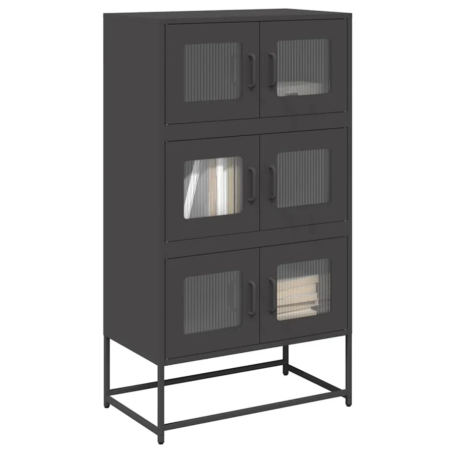 Buffet haut noir 68x39x123 cm acier