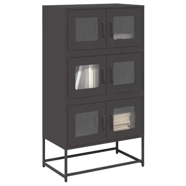 Buffet haut noir 68x39x123 cm acier