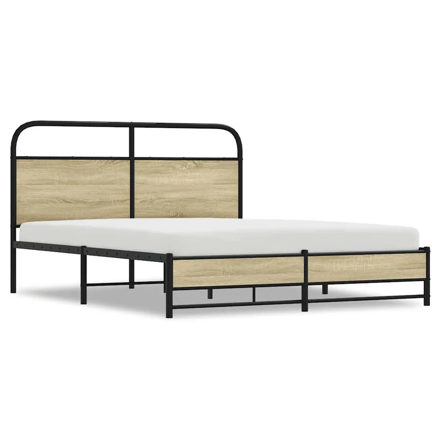 Cadre de lit en métal sans matelas chêne sonoma 160x200 cm - 2