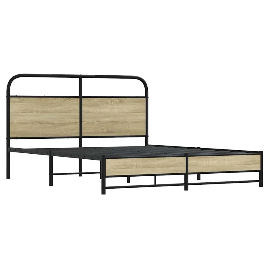 Cadre de lit en métal sans matelas chêne sonoma 160x200 cm - 3