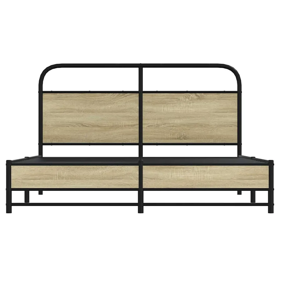 Cadre de lit en métal sans matelas chêne sonoma 160x200 cm - 5