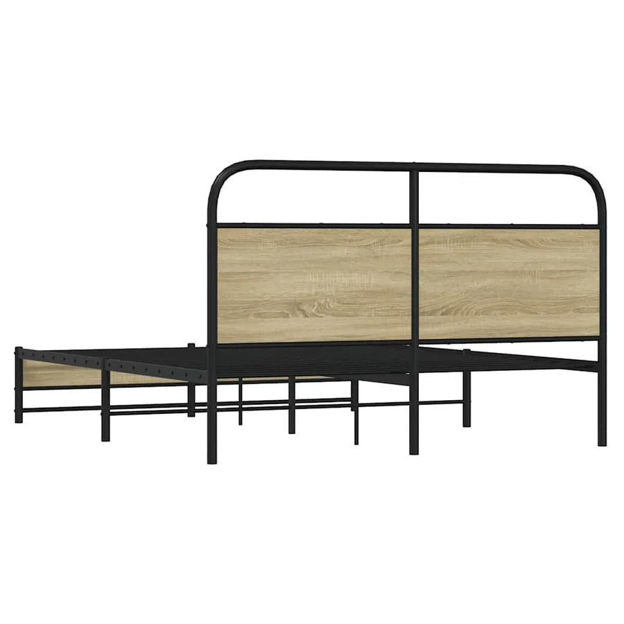 Cadre de lit en métal sans matelas chêne sonoma 160x200 cm - 7