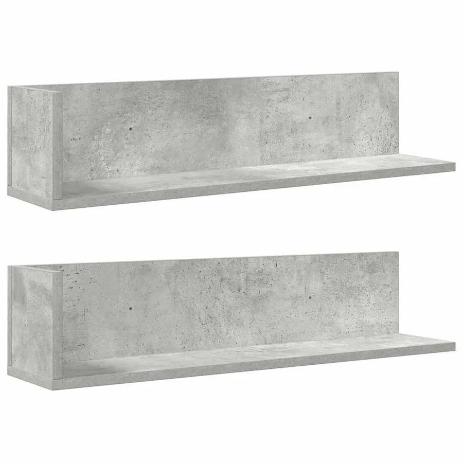 Étagères murales 2pcs gris béton 75x16,5x16,5cm bois ingénierie - 2