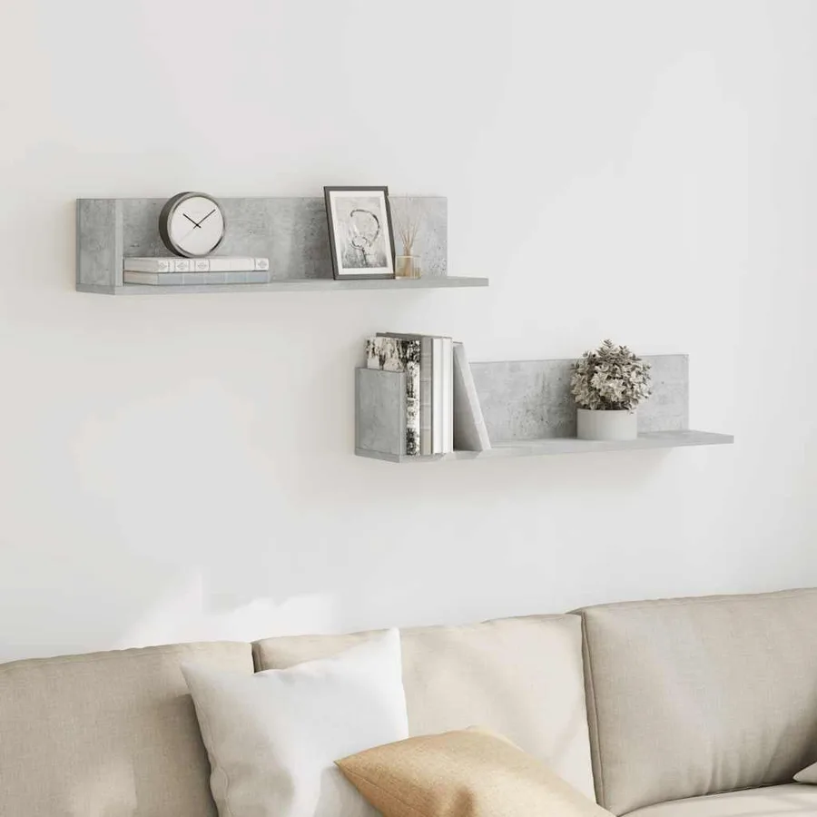 Étagères murales 2pcs gris béton 75x16,5x16,5cm bois ingénierie - 3