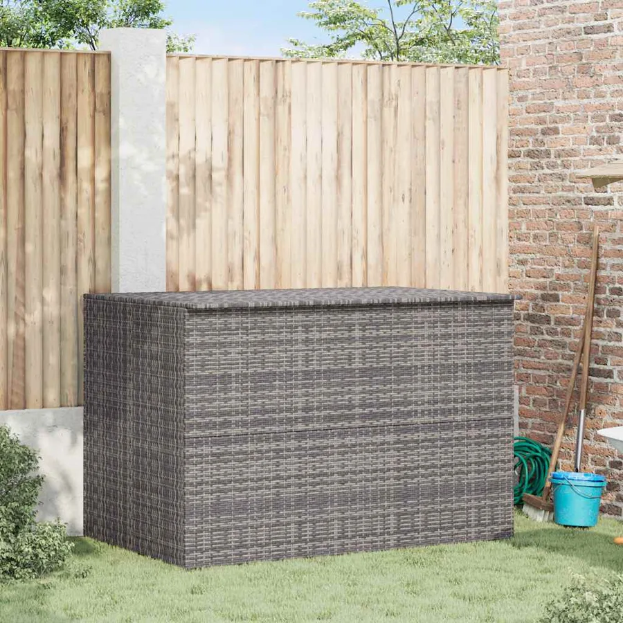 Boîte de rangement de jardin gris 150x100x100 cm résine tressée - 2