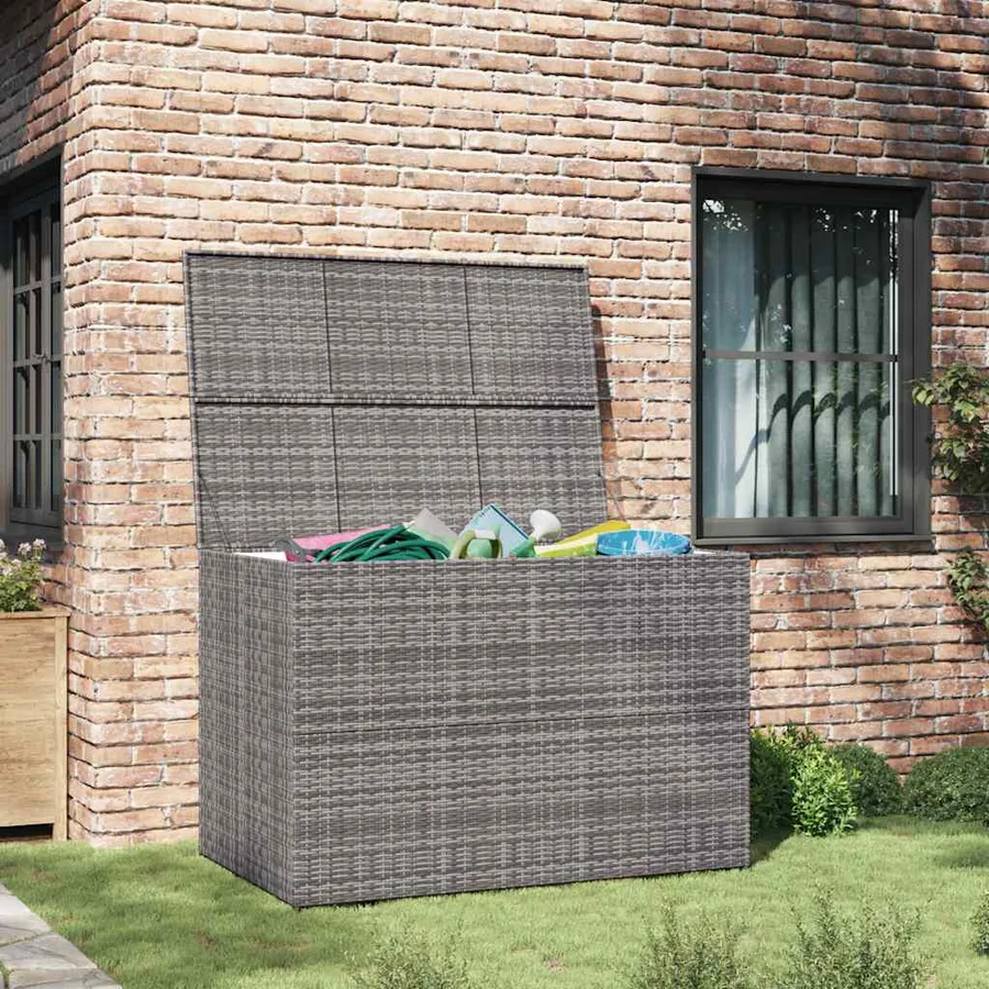 Garden Storage Box Grey 150x100x100 cm Poly Rattan - 3