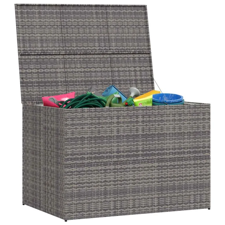 Boîte de rangement de jardin gris 150x100x100 cm résine tressée - 4
