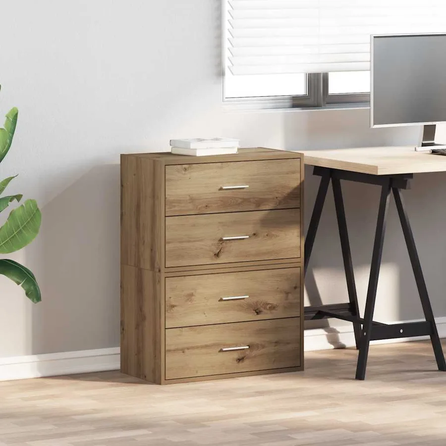 Armoires avec 2 tiroirs 2 pcs chêne artisanal bois d'ingénierie - 3