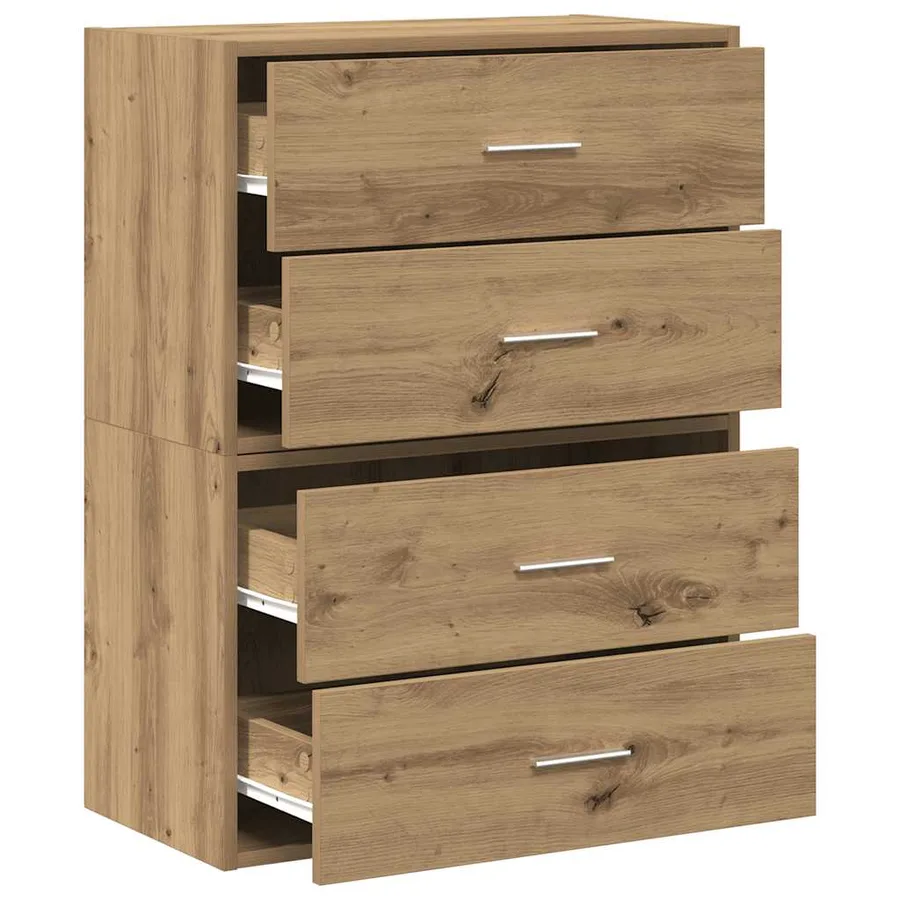 Armoires avec 2 tiroirs 2 pcs chêne artisanal bois d'ingénierie - 5