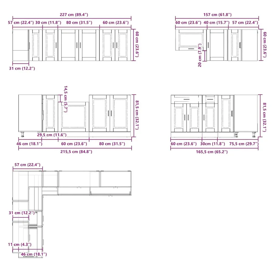 Ensemble d'armoires de cuisine 11 pcs Porto bois d'ingénierie - 9