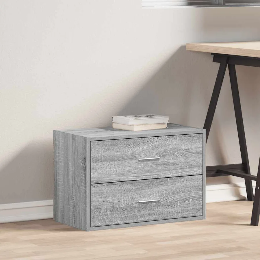 Armoire avec 2 tiroirs sonoma gris 60x31x40cm bois d'ingénierie - 3