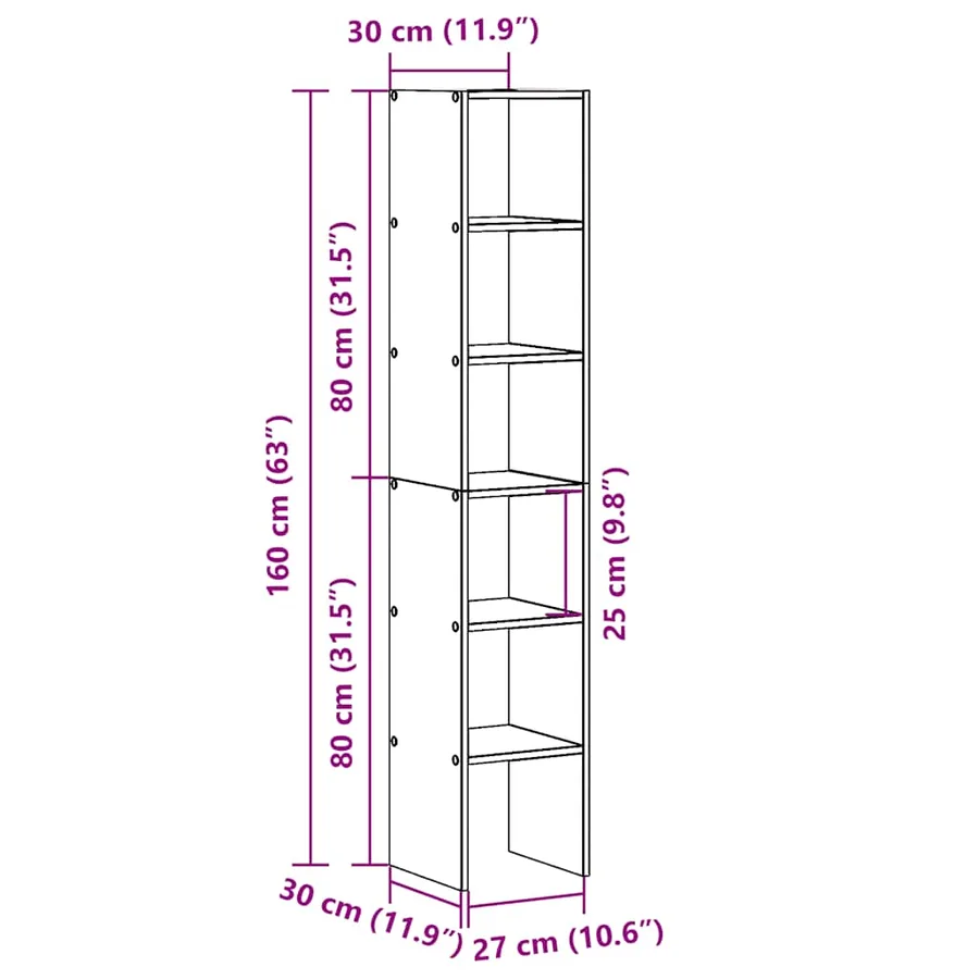 Bibliothèques 2 pcs empilable chêne noir bois d'ingénierie - 10