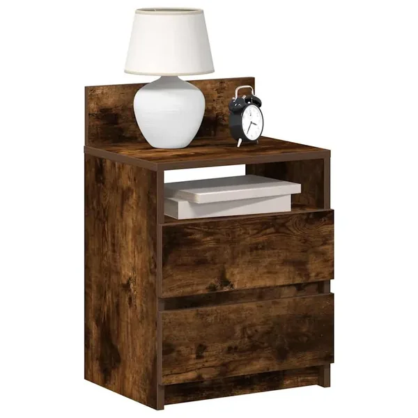Tables de chevet 2 pcs avec 2 tiroirs chêne fumé 40x33x60 cm