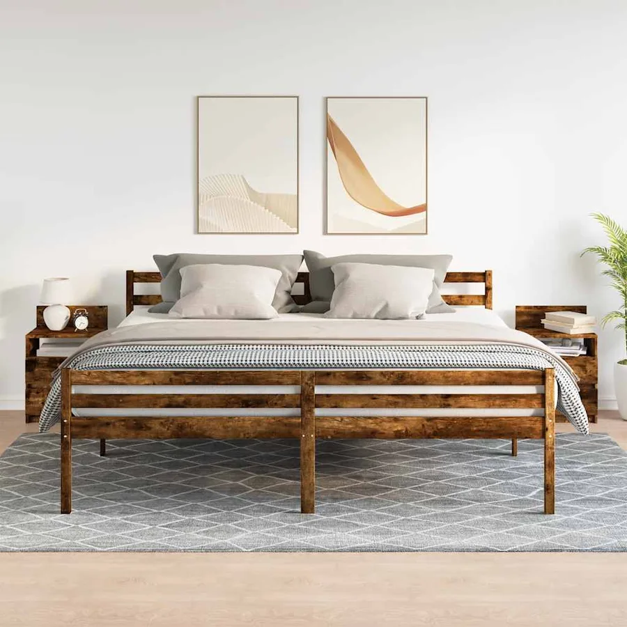Tables de chevet 2 pcs avec 2 tiroirs chêne fumé 40x33x60 cm - 3