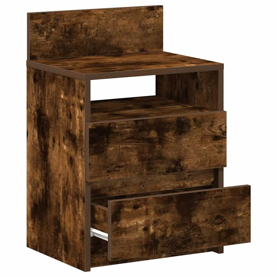 Tables de chevet 2 pcs avec 2 tiroirs chêne fumé 40x33x60 cm - 5