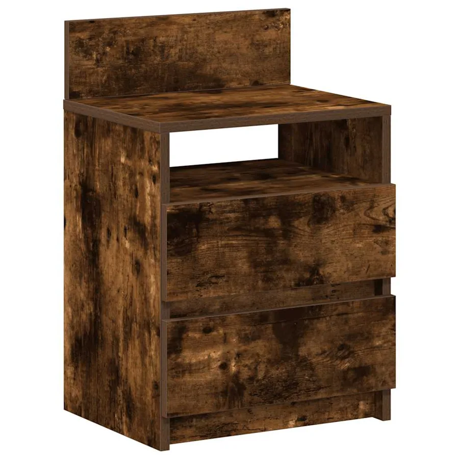 Tables de chevet 2 pcs avec 2 tiroirs chêne fumé 40x33x60 cm - 6
