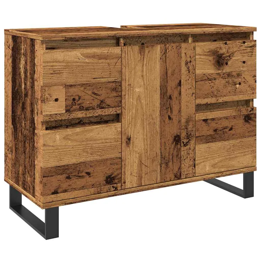 Armoire de salle de bain vieux bois 80x33x60 cm bois ingénierie - 2